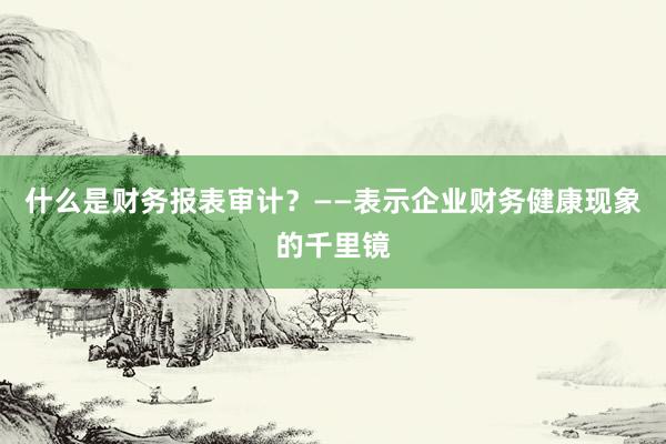 什么是财务报表审计？——表示企业财务健康现象的千里镜